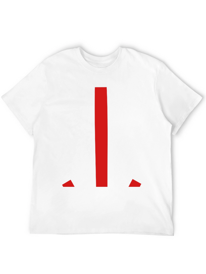 Modern Red Geometric Graphic Black T-Shirt