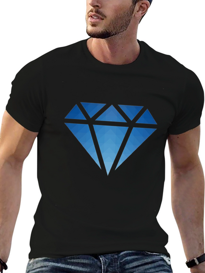 Geometric Diamond Graphic Black T-Shirt