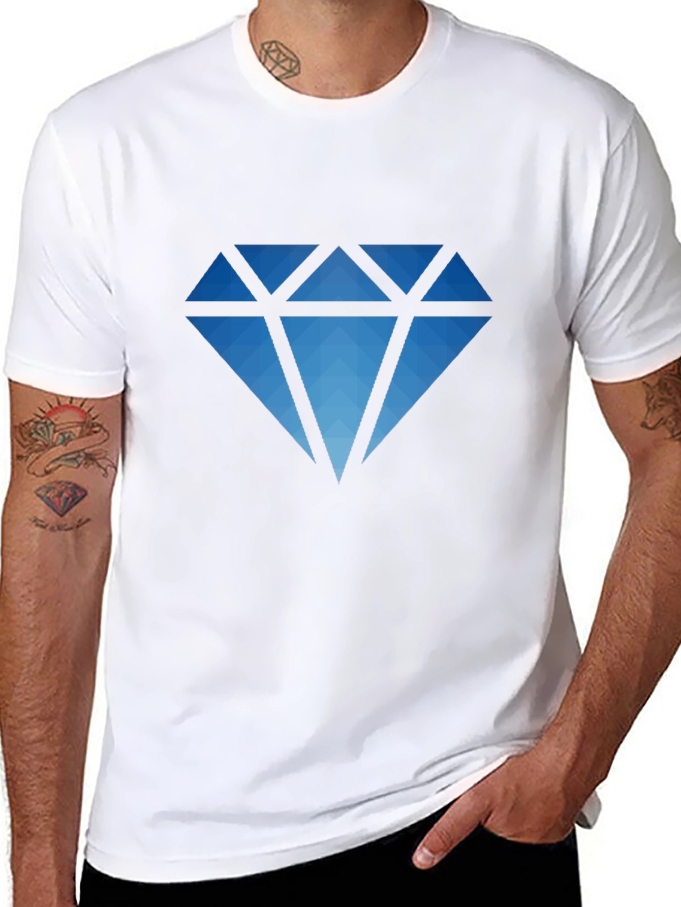 Geometric Diamond Graphic Black T-Shirt