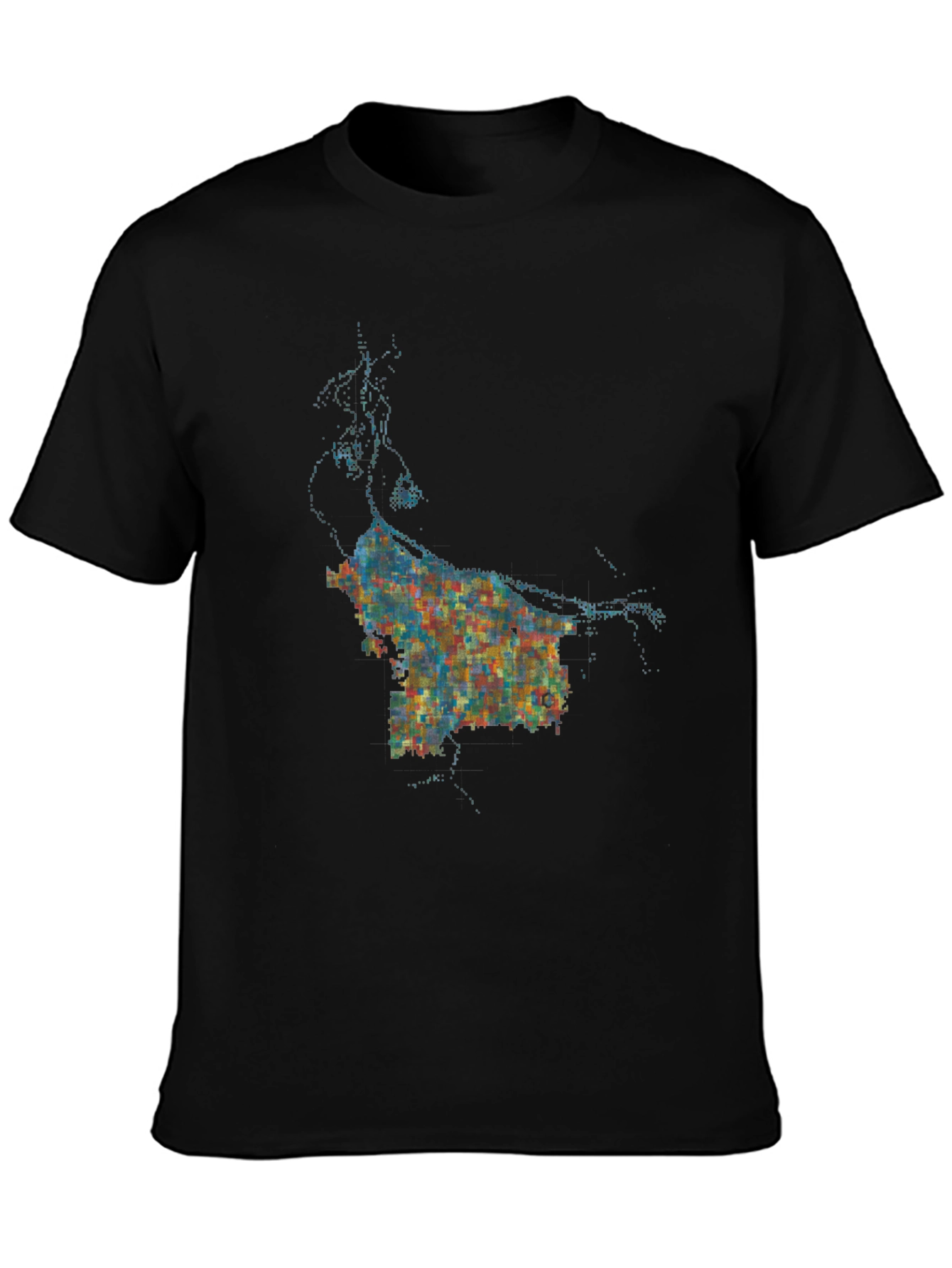 Abstract Cityscape Graphic Black T-Shirt