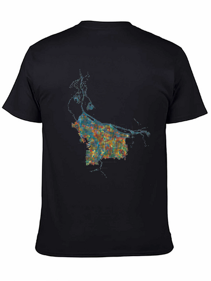Abstract Cityscape Graphic Black T-Shirt