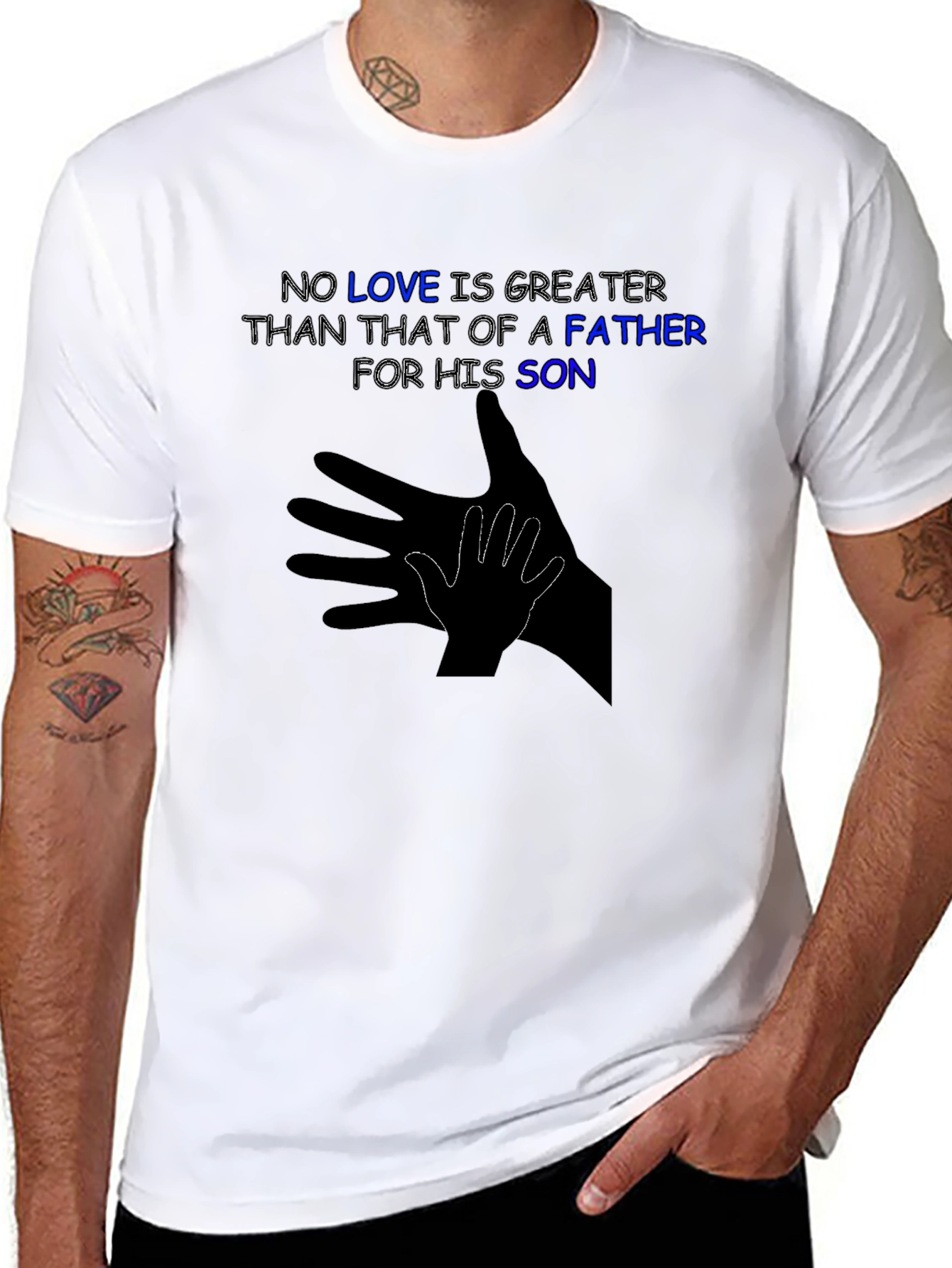 Father & Son Love T-Shirt - Shadow Hand Design
