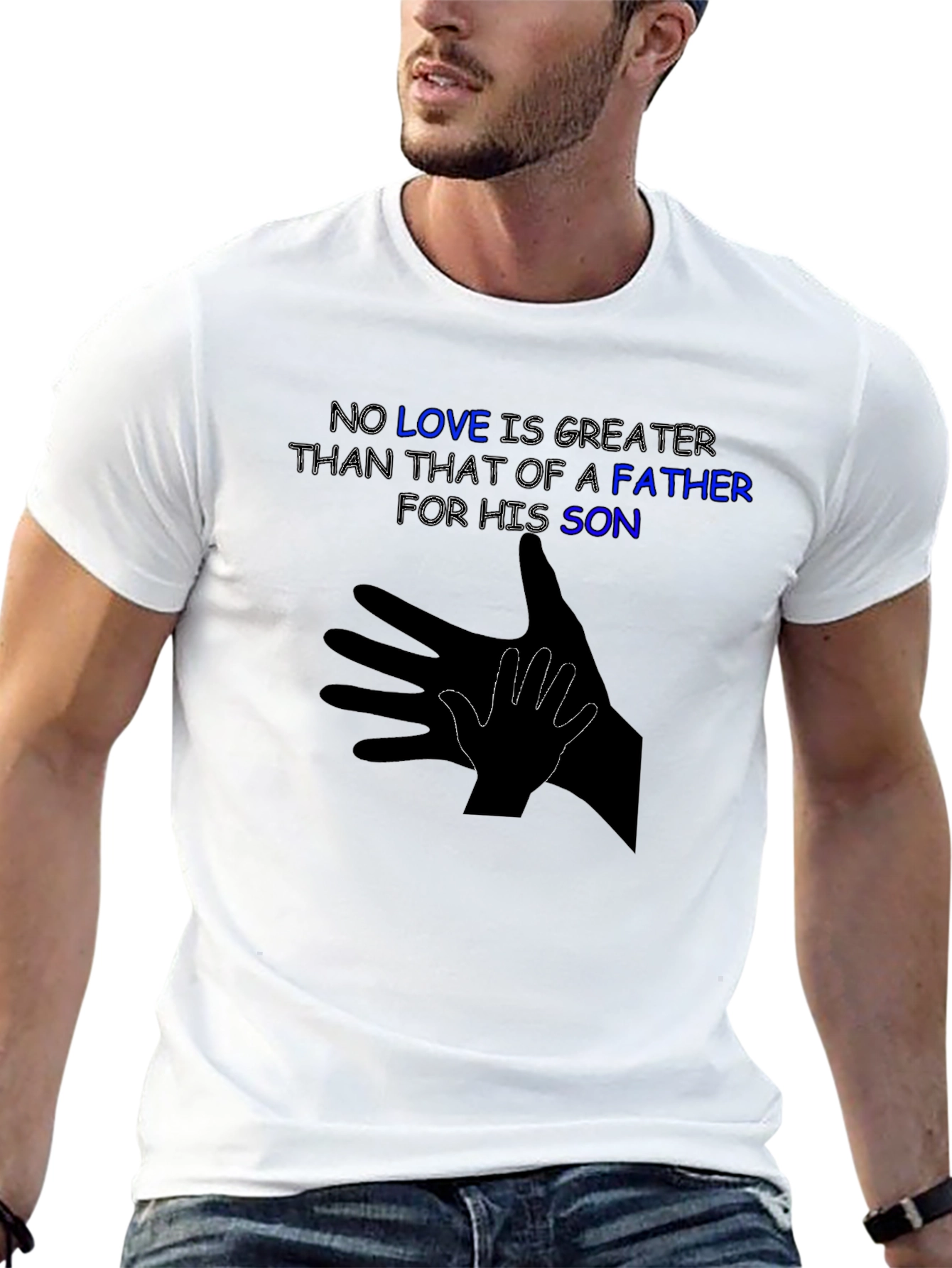 Father & Son Love T-Shirt - Shadow Hand Design