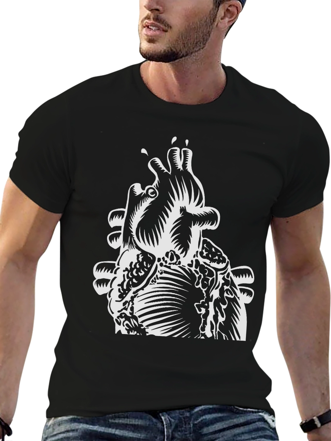 Anatomical Heart Graphic Tee - Mens Black T-Shirt