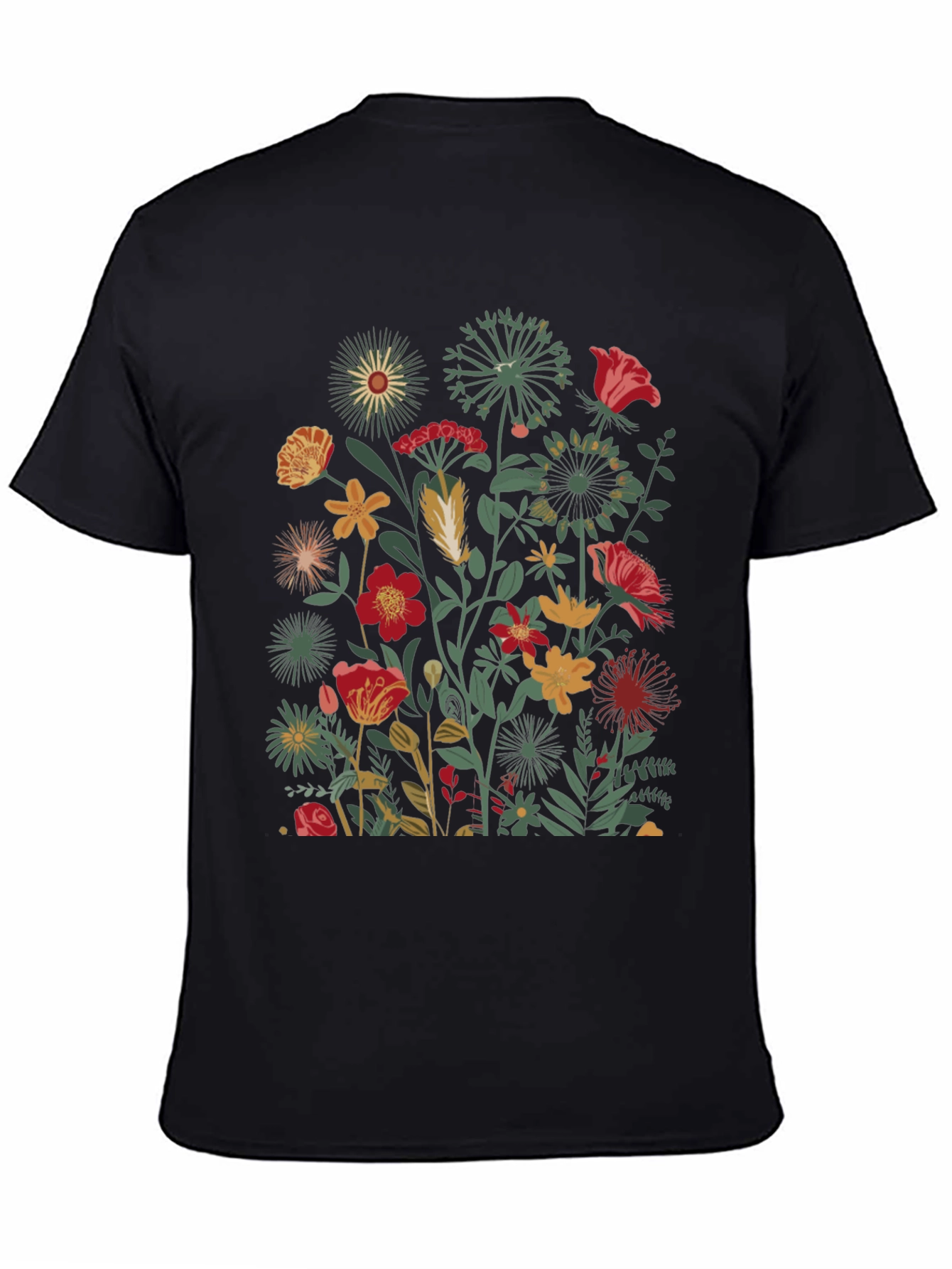 Floral Print Black T-Shirt - Botanical Garden Tee