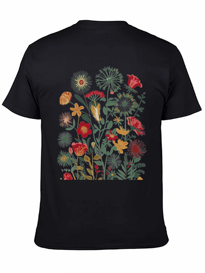 Floral Print Black T-Shirt - Botanical Garden Tee