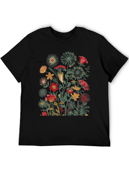 Floral Print Black T-Shirt - Botanical Garden Tee