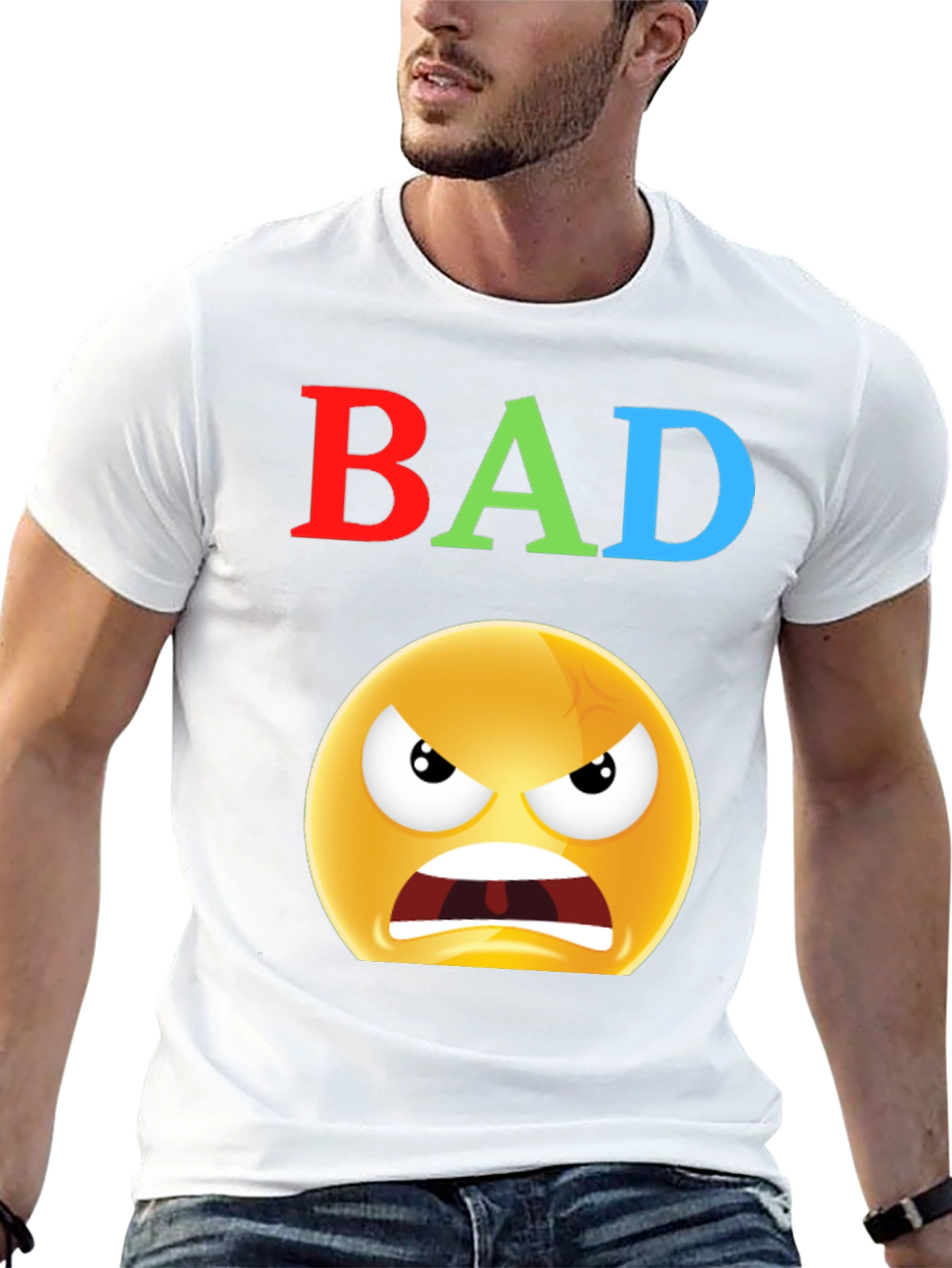 BAD Angry Emoji Graphic Tee - Express Yourself!