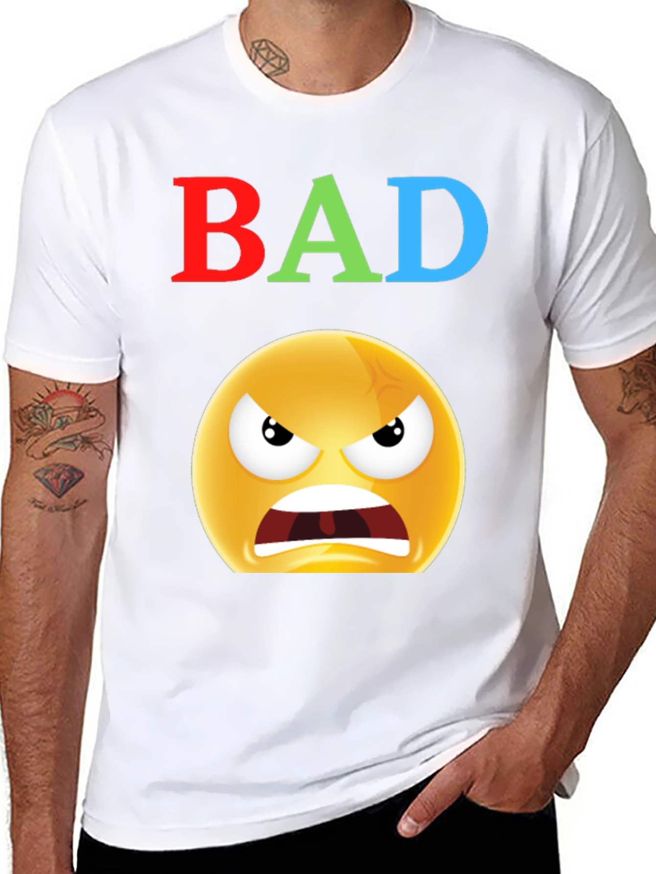 BAD Angry Emoji Graphic Tee - Express Yourself!