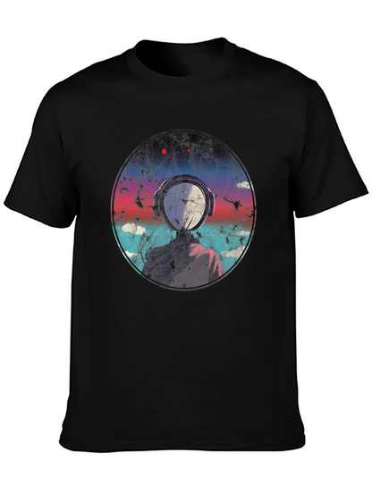 Abstract Headphone Graphic T-Shirt