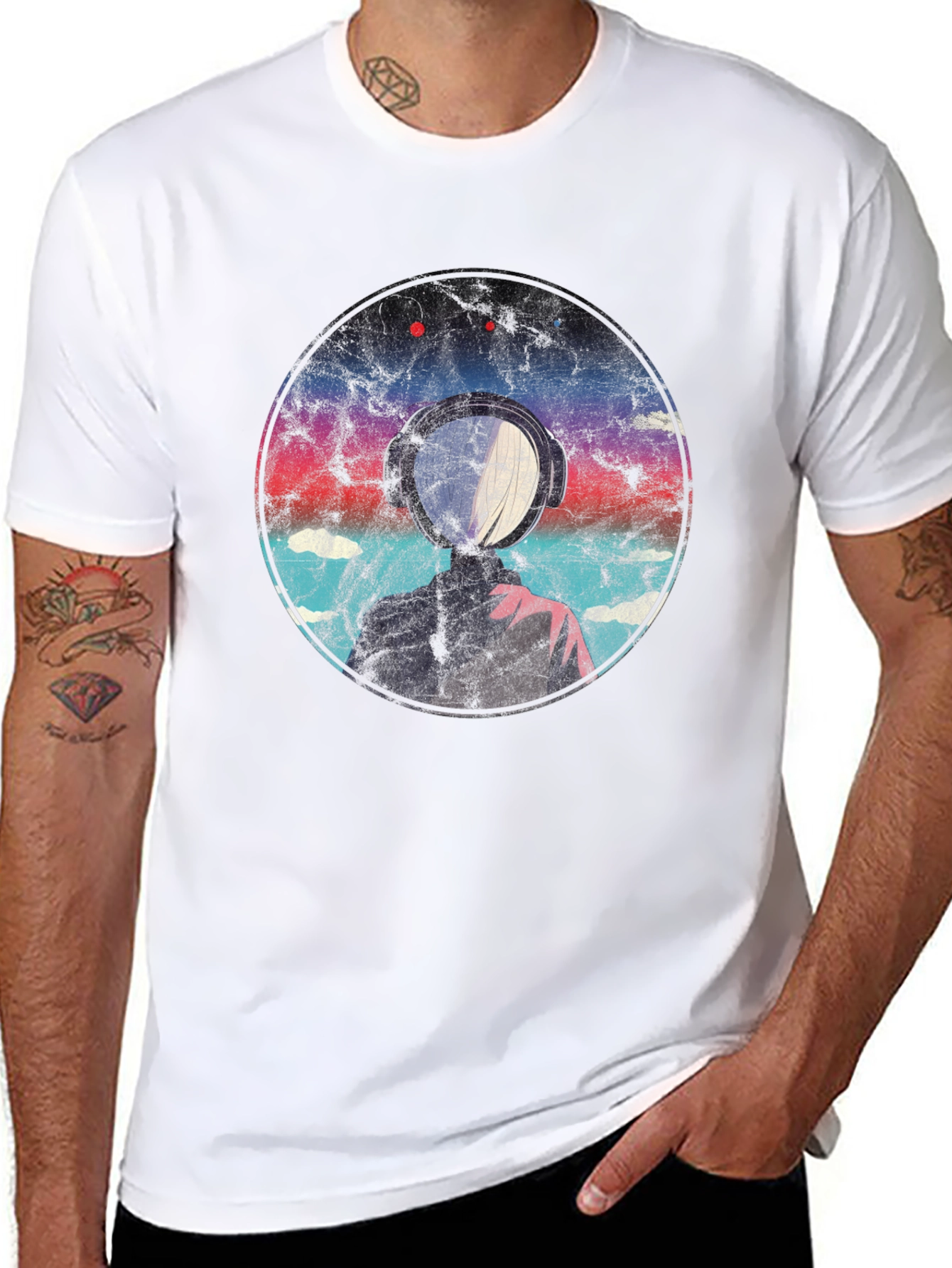 Abstract Headphone Graphic T-Shirt
