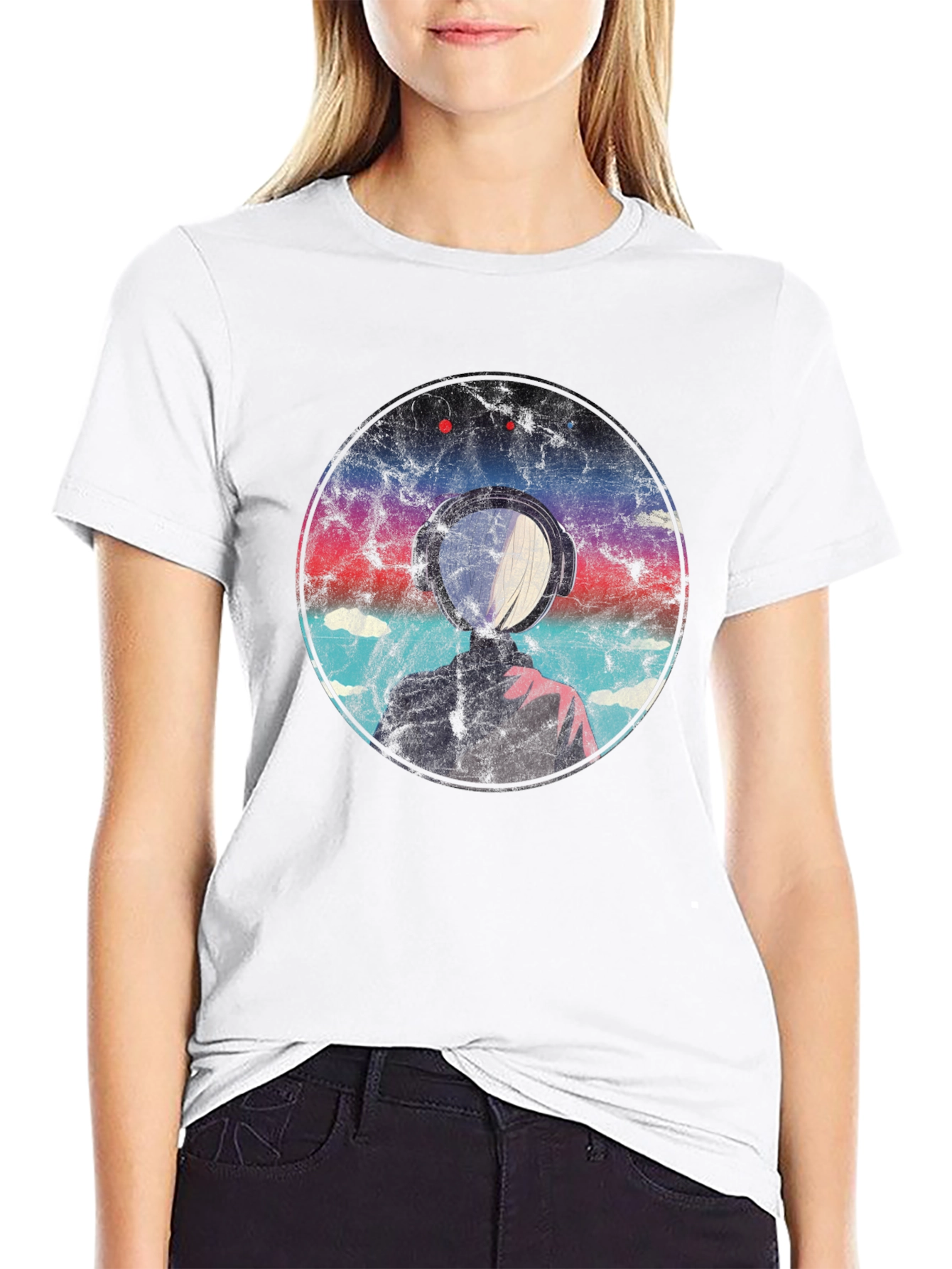 Abstract Headphone Graphic T-Shirt
