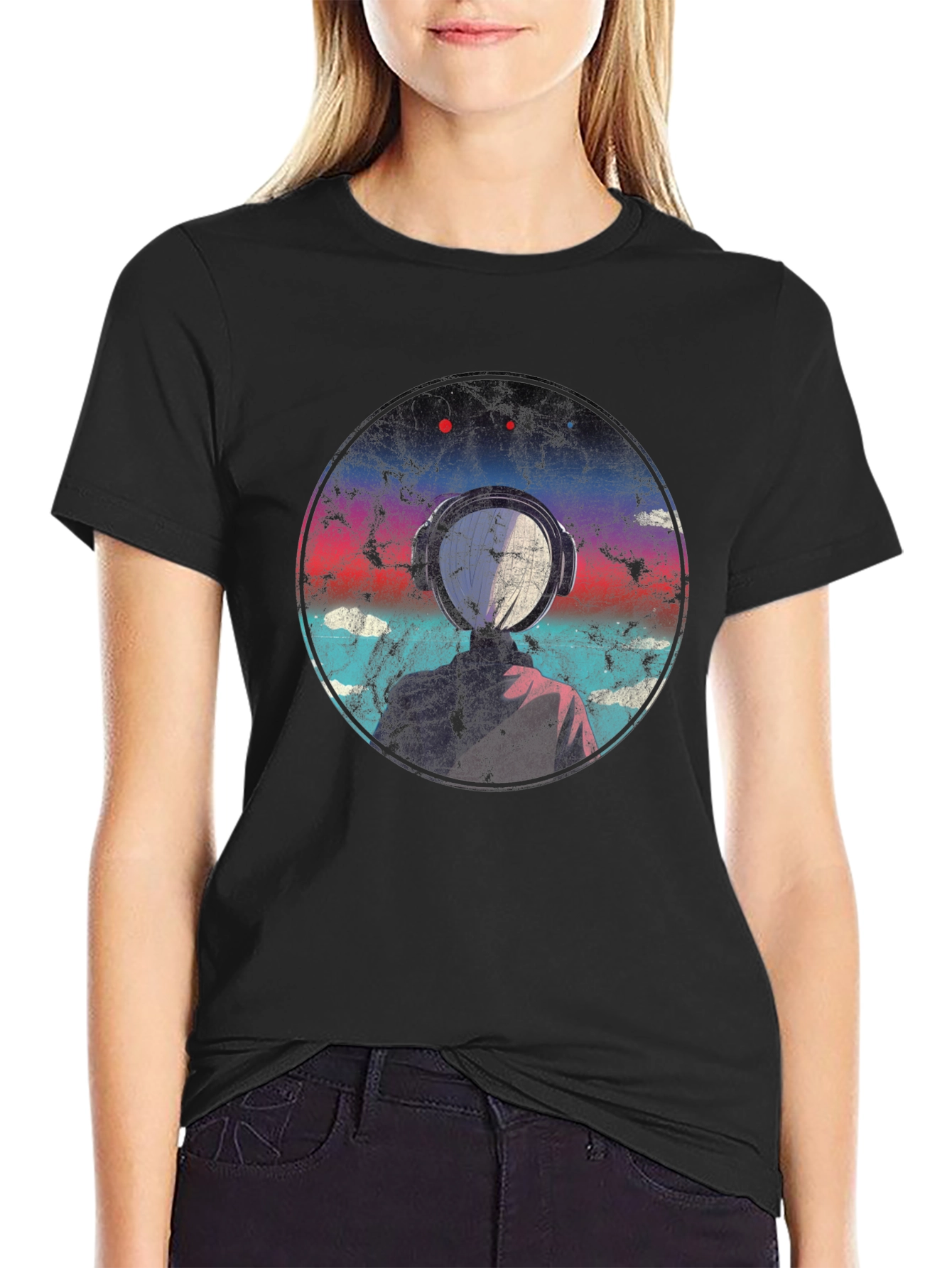 Abstract Headphone Graphic T-Shirt