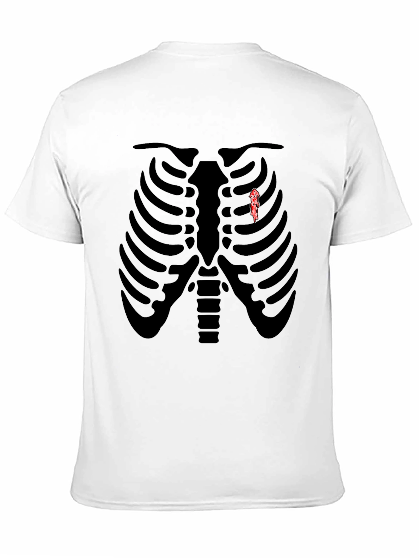 Skeleton Rib Cage Graphic Tee - Biker Heart T-Shirt