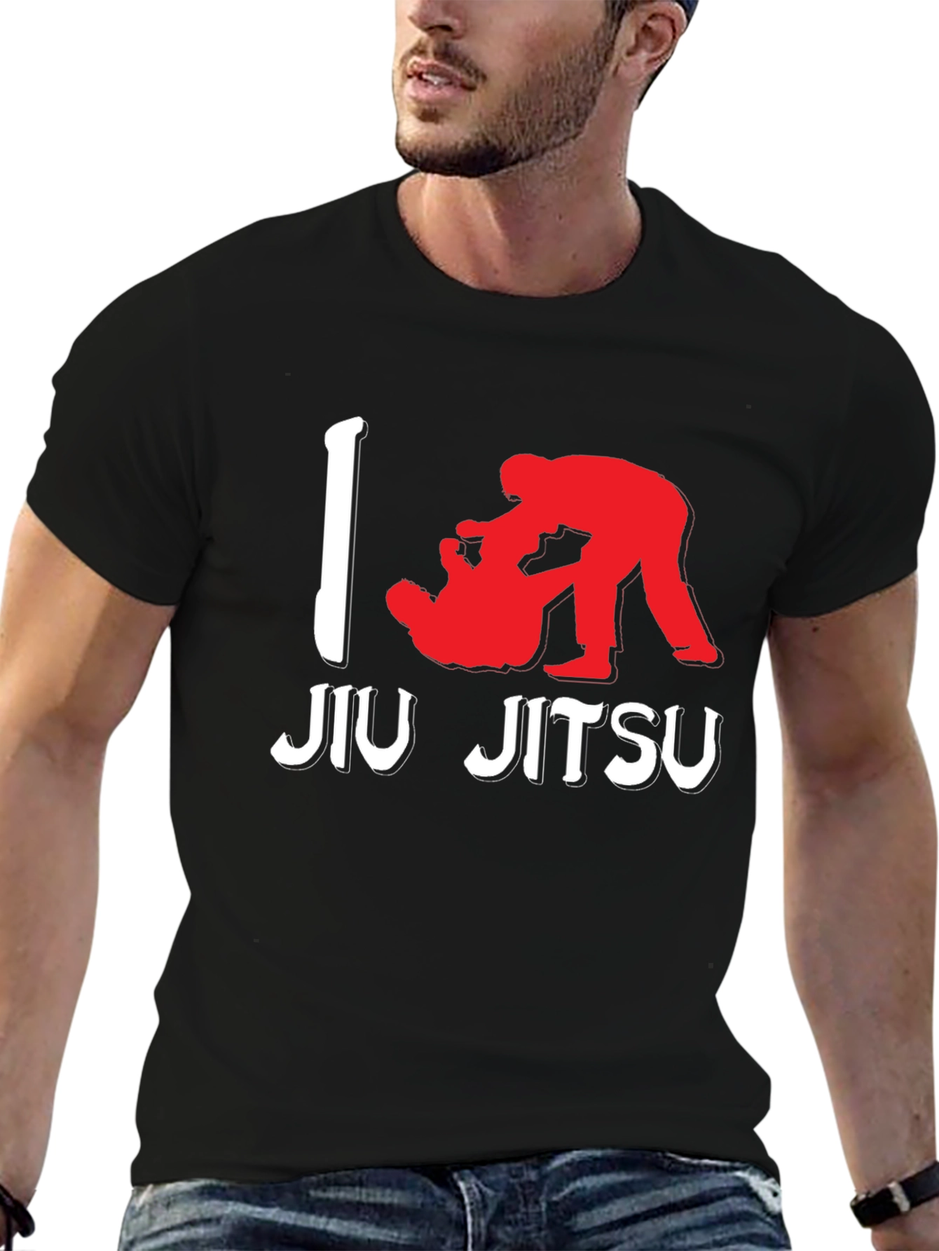 I Love Jiu Jitsu Black Graphic T-Shirt