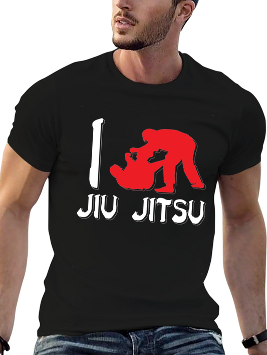I Love Jiu Jitsu Black Graphic T-Shirt
