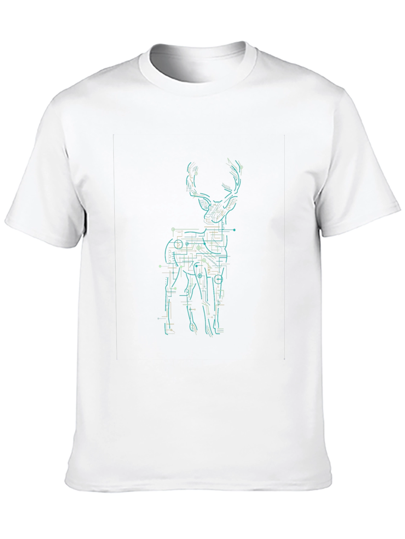 Geometric Deer Graphic Print Mens Black T-Shirt
