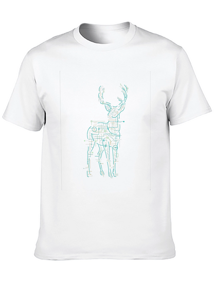 Geometric Deer Graphic Print Mens Black T-Shirt