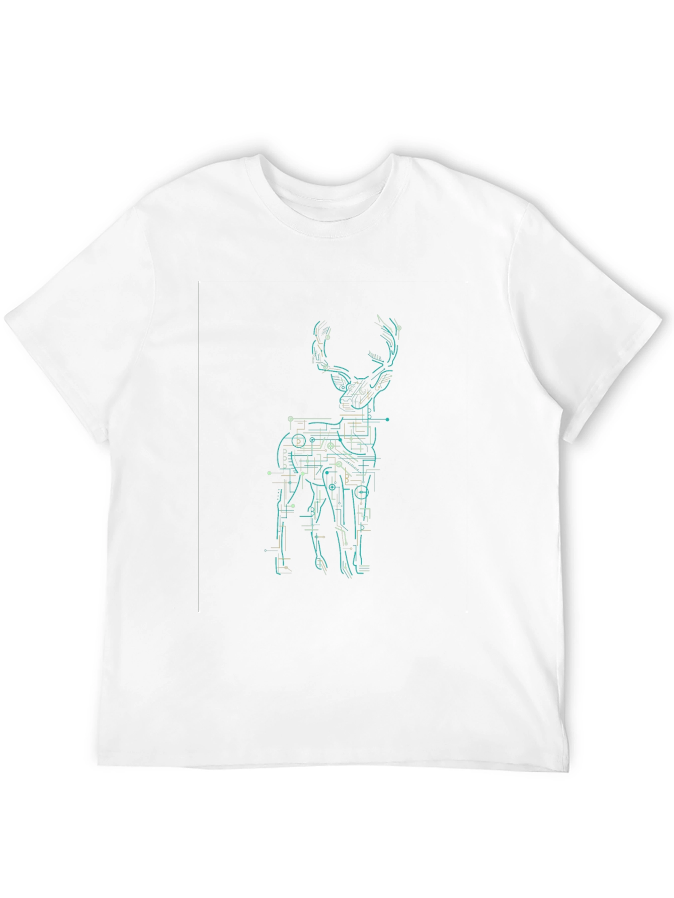 Geometric Deer Graphic Print Mens Black T-Shirt