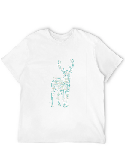 Geometric Deer Graphic Print Mens Black T-Shirt