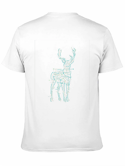 Geometric Deer Graphic Print Mens Black T-Shirt