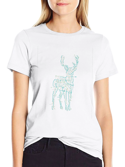 Geometric Deer Graphic Print Mens Black T-Shirt