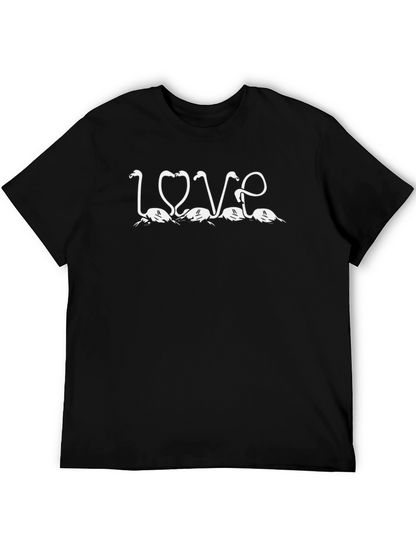 Love Flamingo Graphic Black T-Shirt