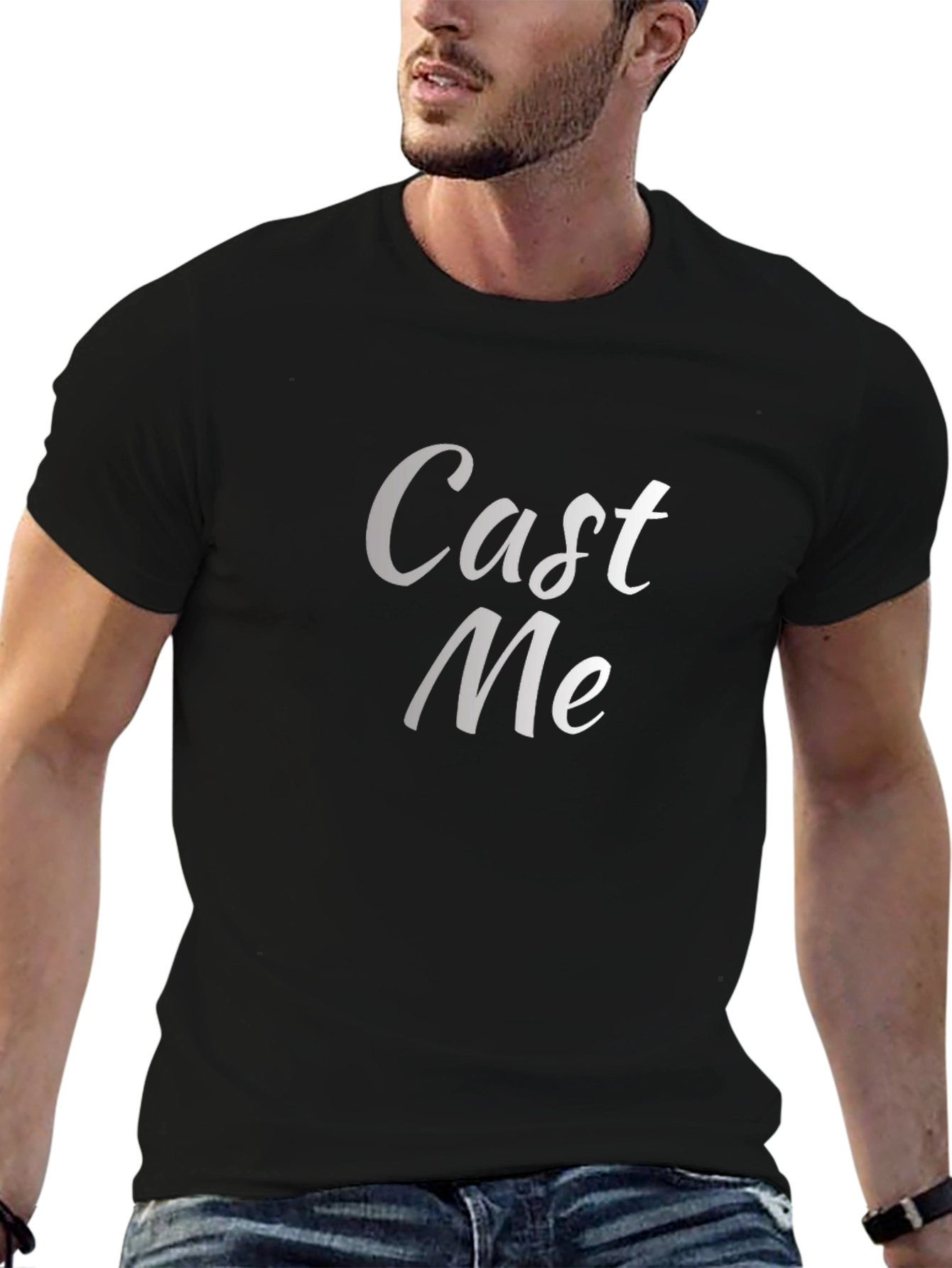 Cast Me Silver Print Black T-Shirt