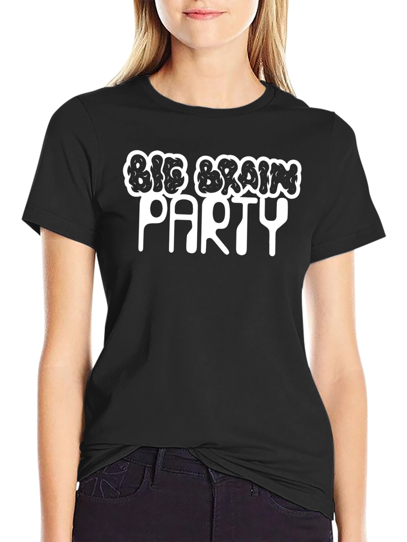 Big Brain Party Graphic Tee - Black Casual Shirt