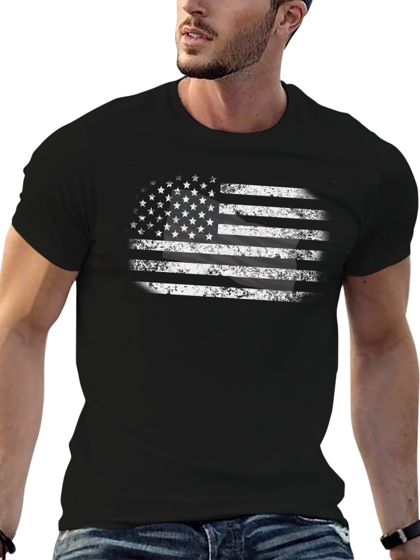 Distressed American Flag Graphic T-Shirt