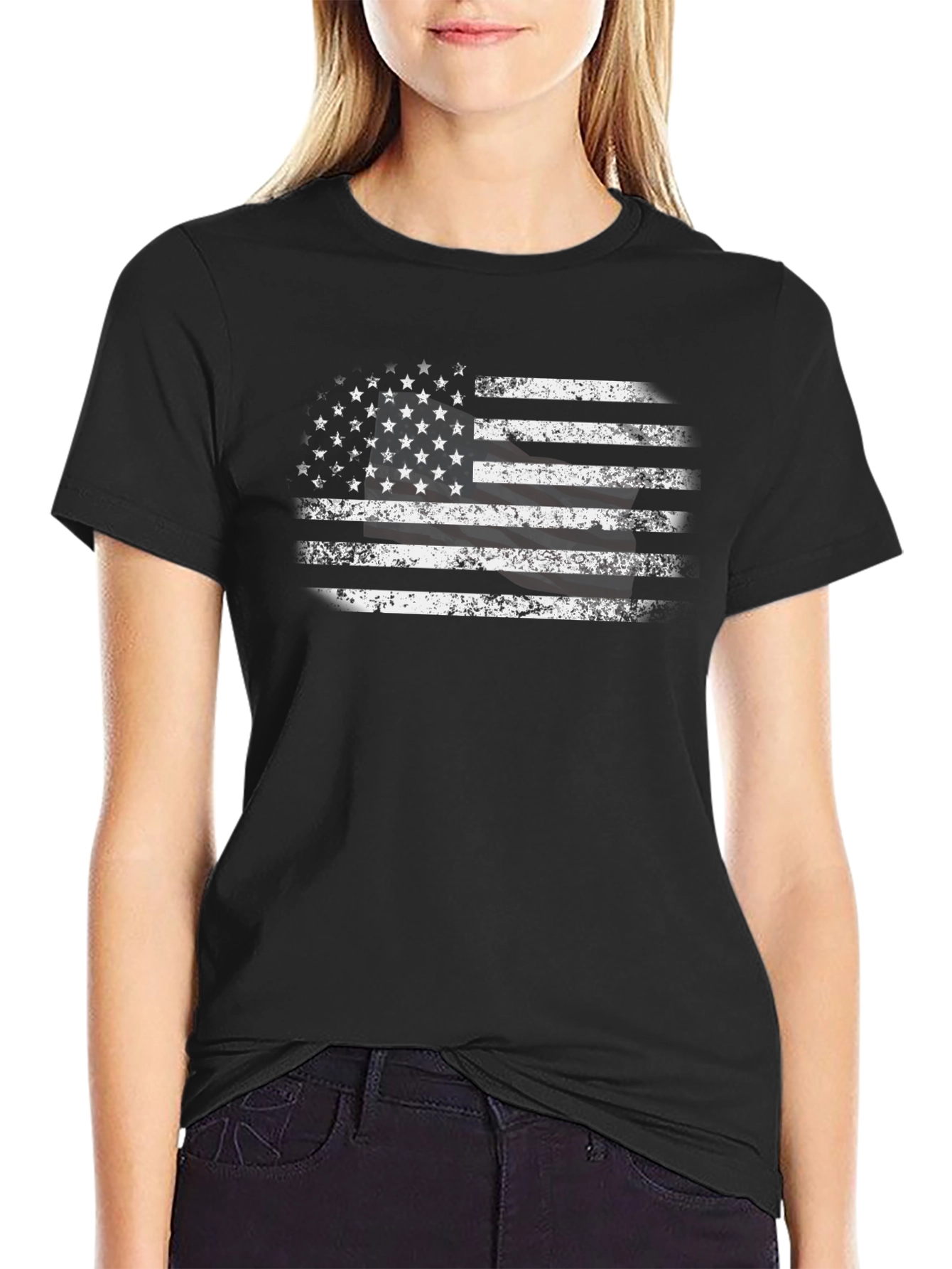 Distressed American Flag Graphic T-Shirt
