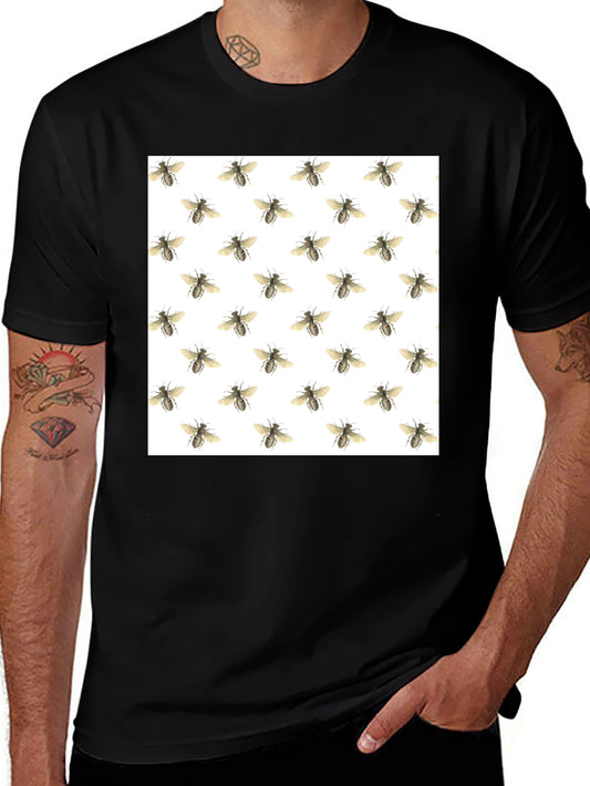 Bee Pattern Black T-Shirt