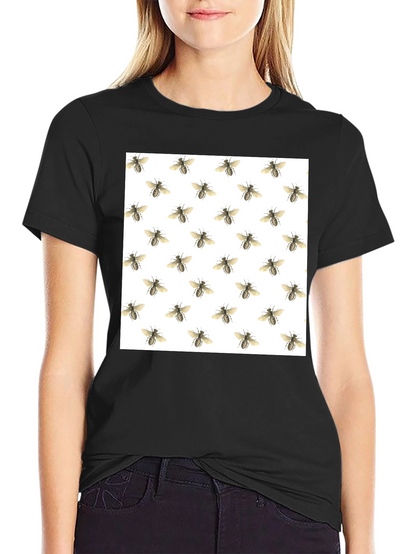 Bee Pattern Black T-Shirt