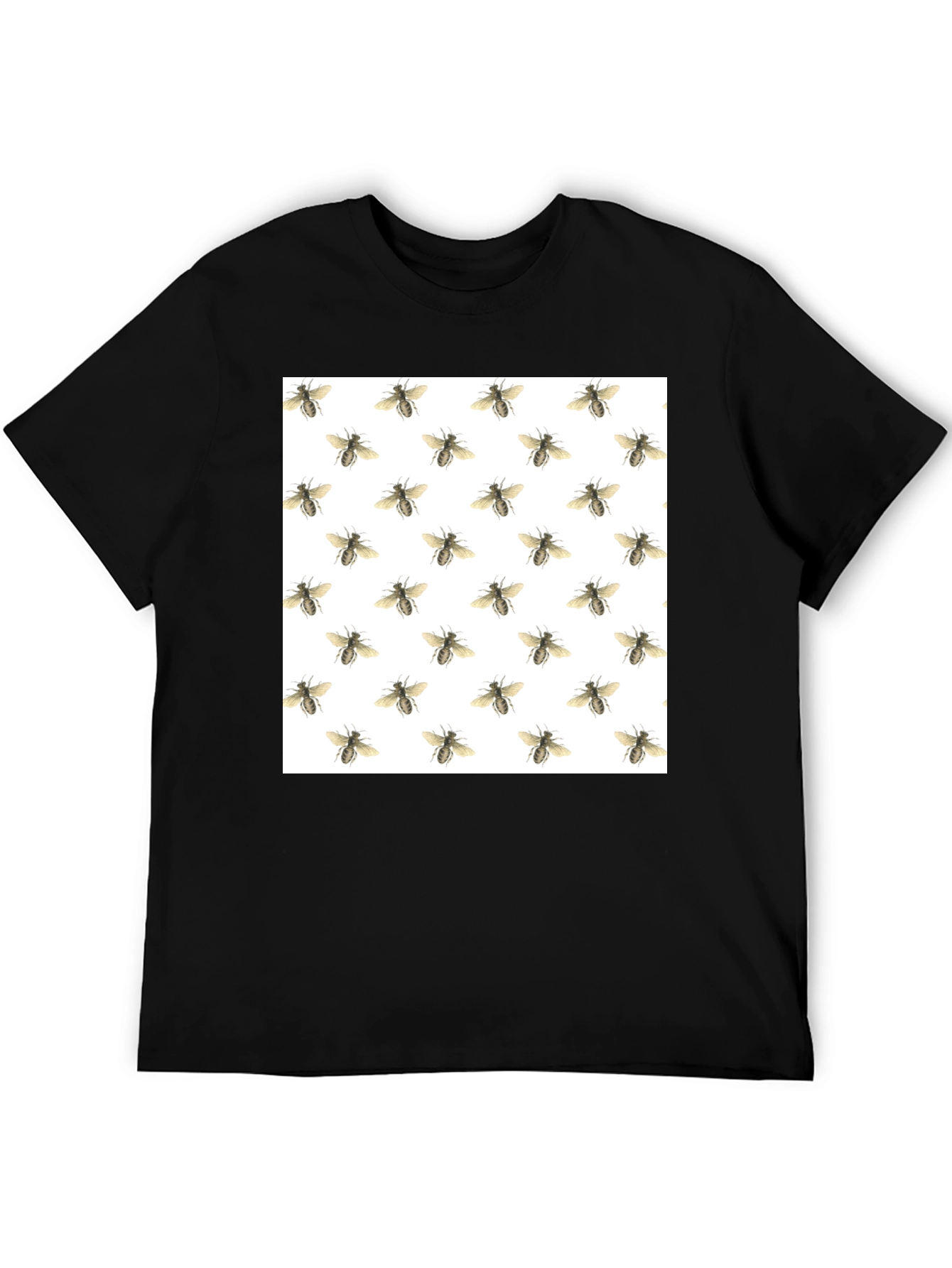 Bee Pattern Black T-Shirt