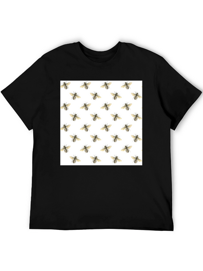 Bee Pattern Black T-Shirt