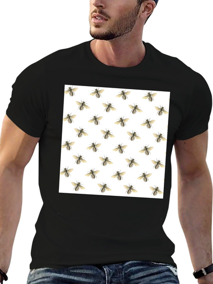 Bee Pattern Black T-Shirt