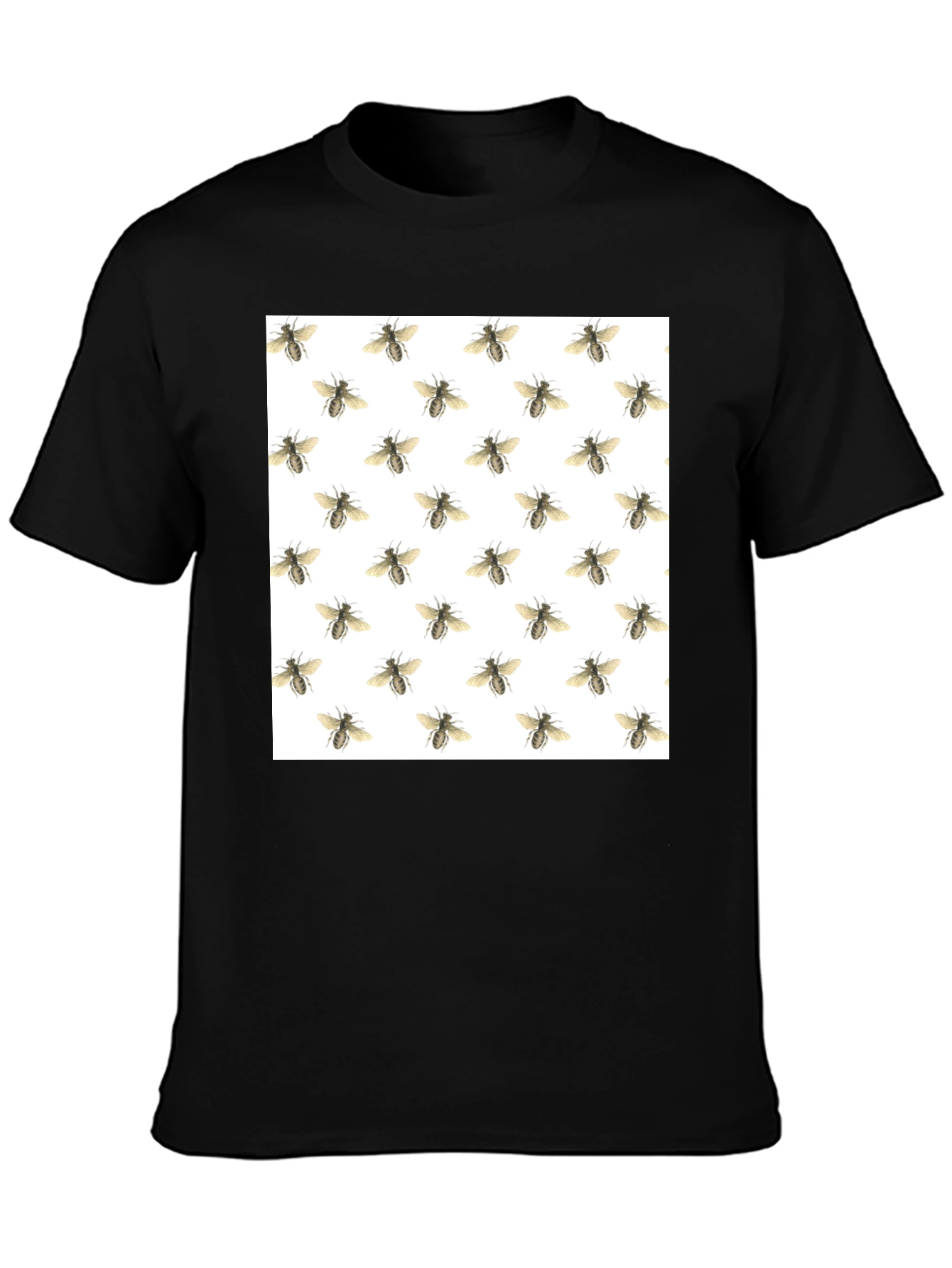 Bee Pattern Black T-Shirt