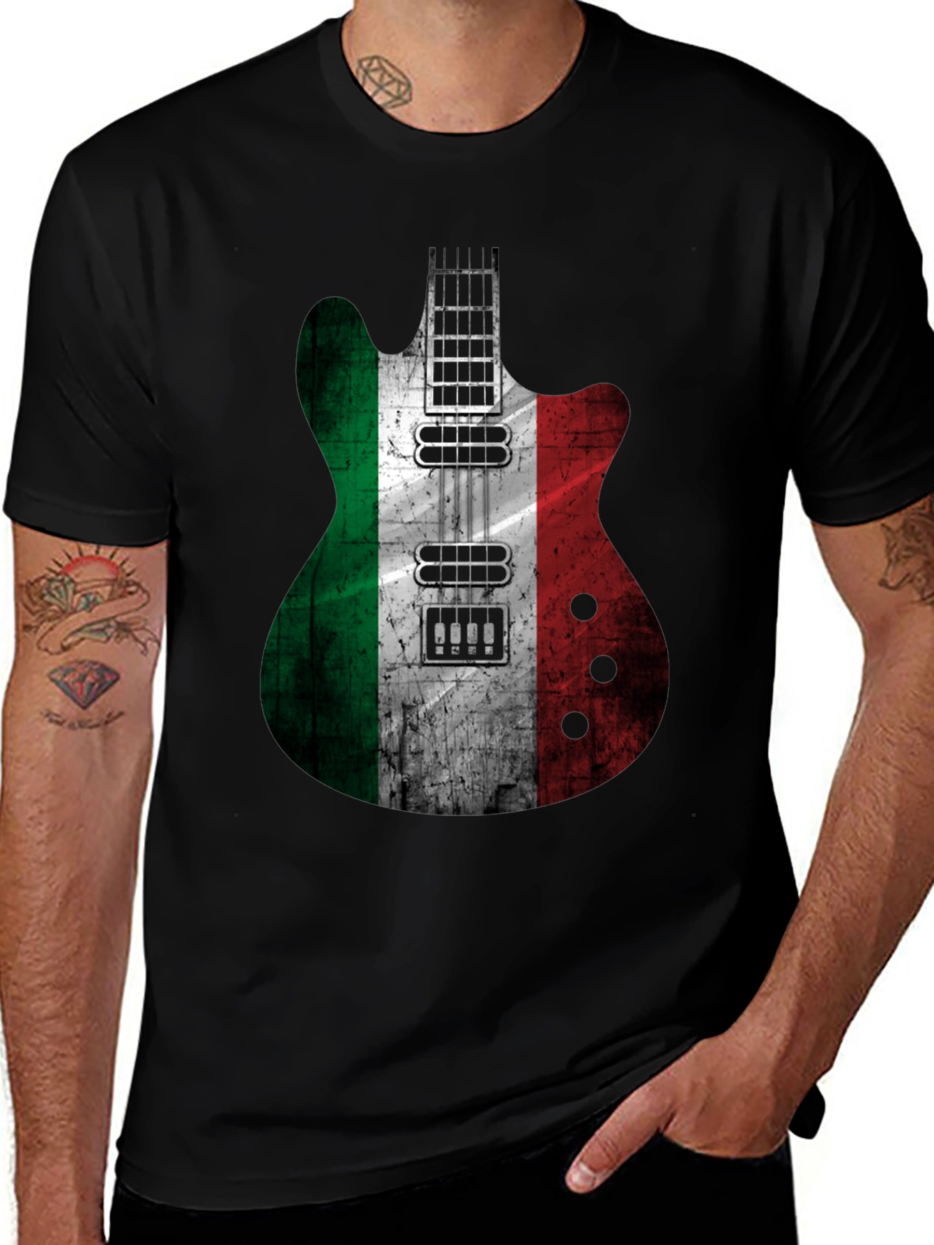 Italian Flag Guitar Graphic T-Shirt
