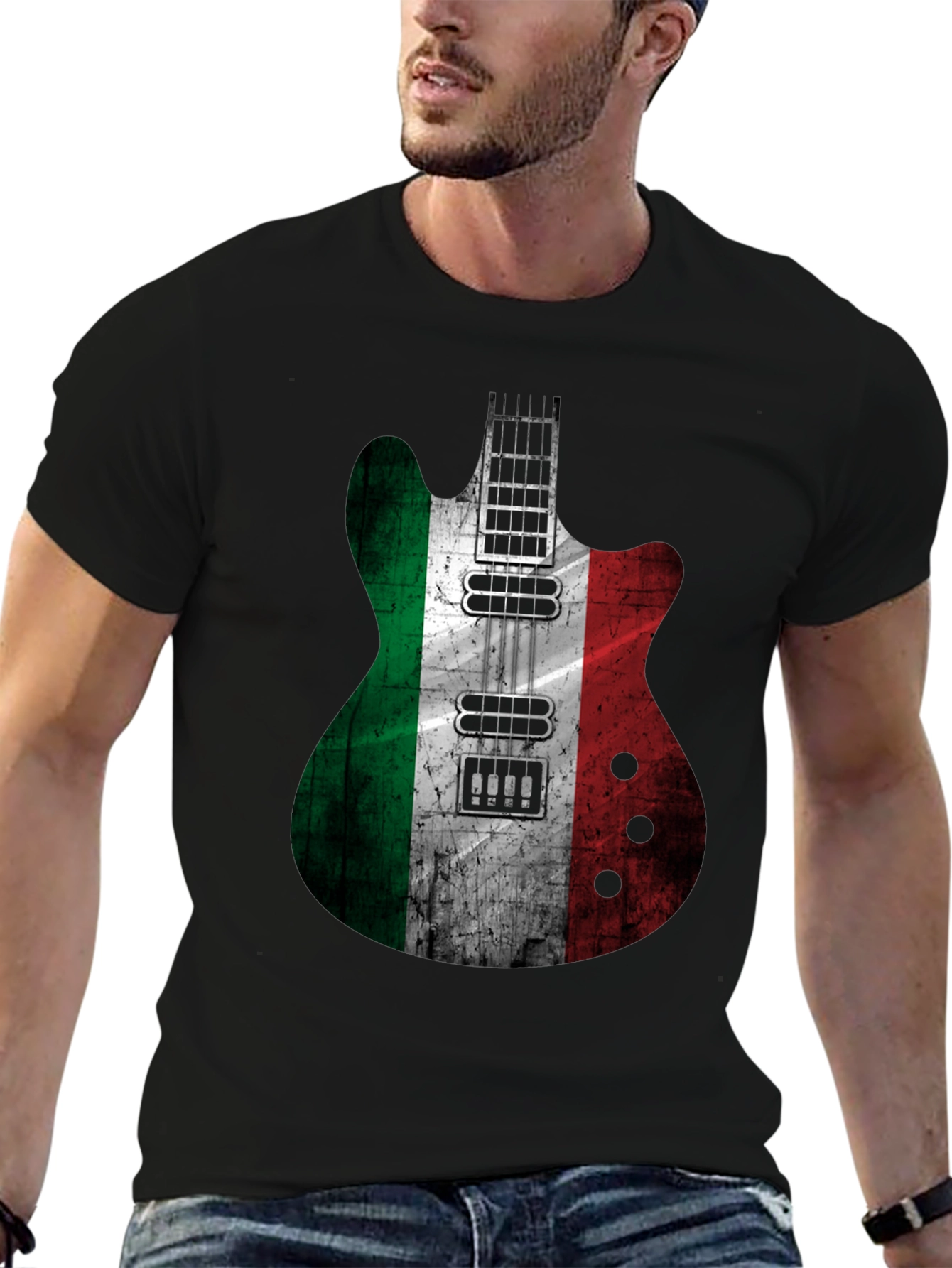 Italian Flag Guitar Graphic T-Shirt