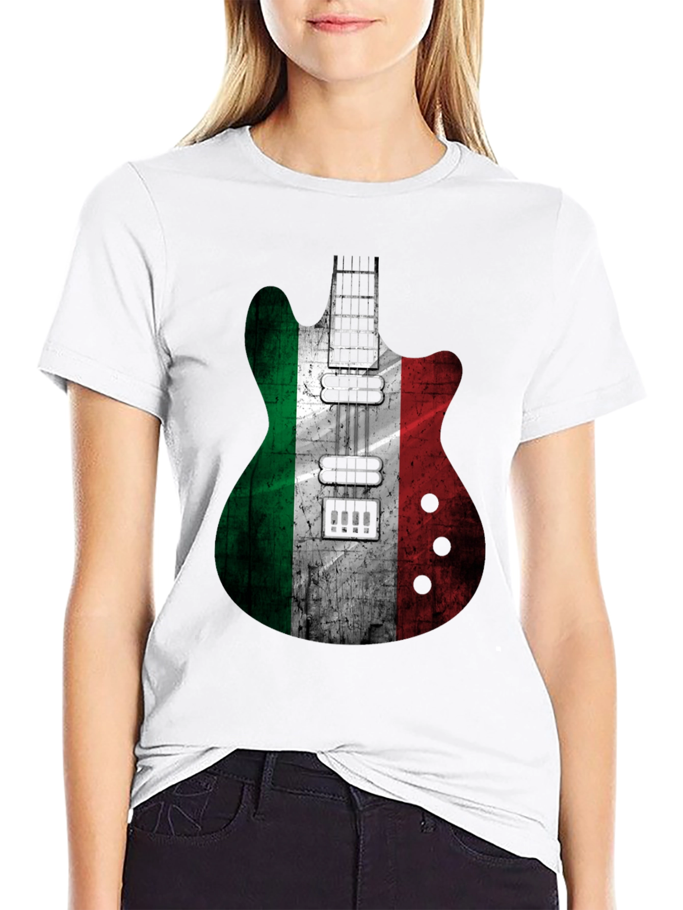 Italian Flag Guitar Graphic T-Shirt