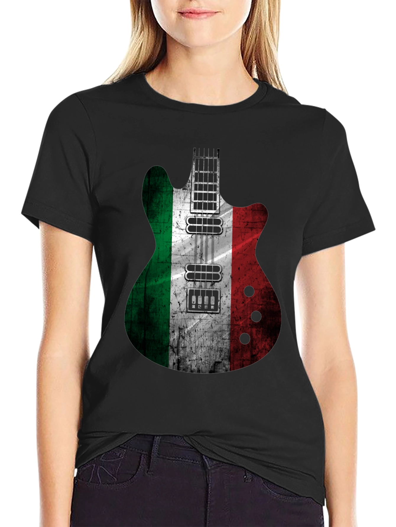 Italian Flag Guitar Graphic T-Shirt