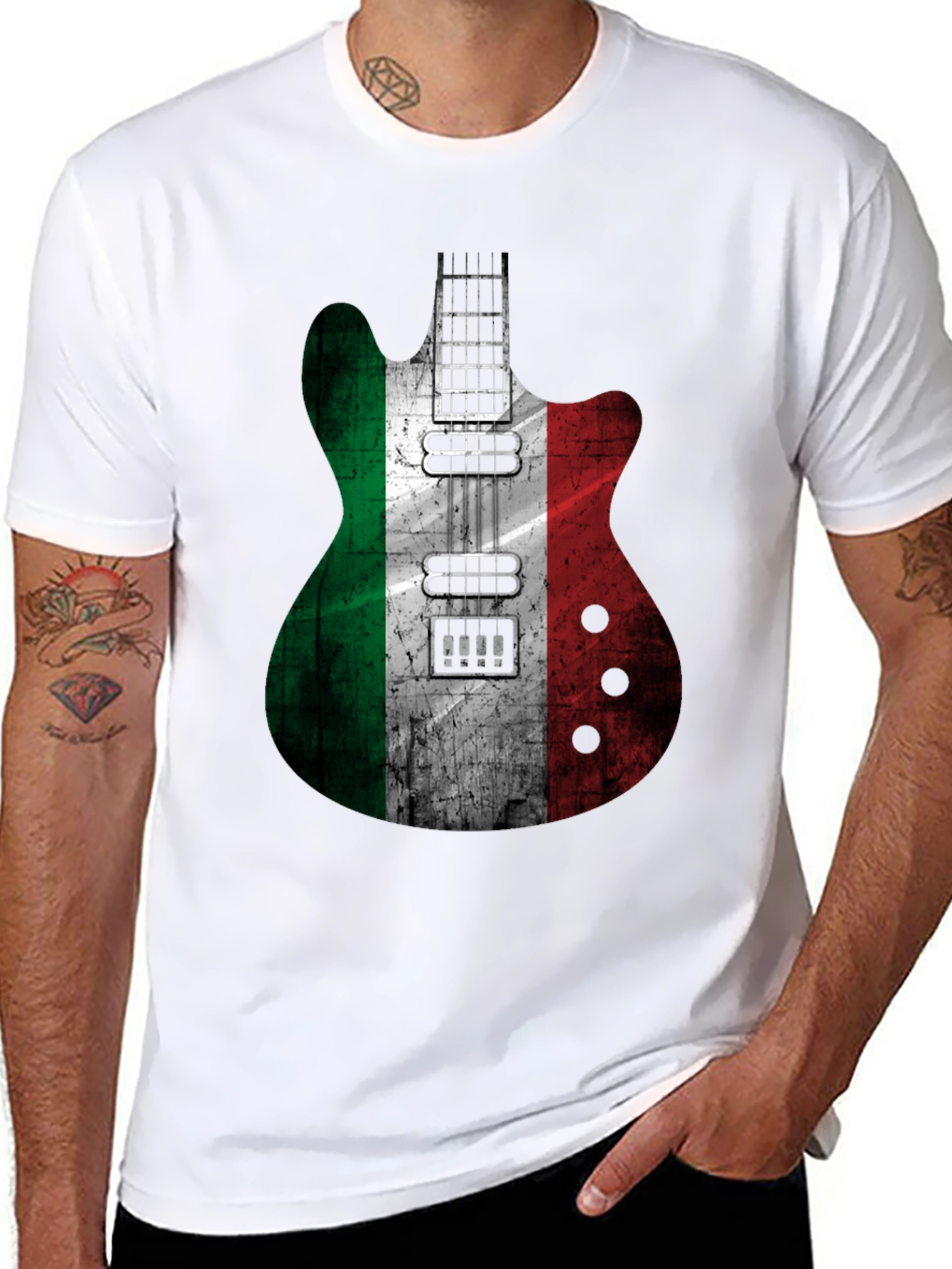 Italian Flag Guitar Graphic T-Shirt