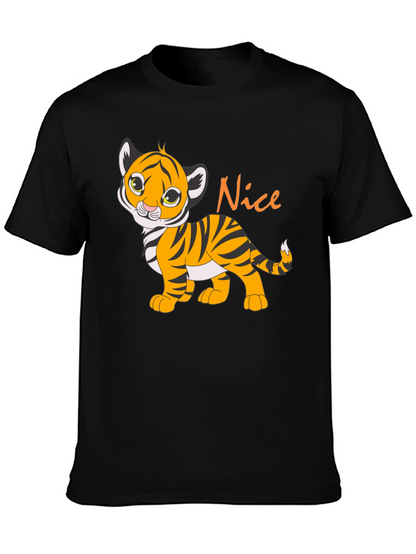 Cute Tiger Cub Nice Graphic Black T-Shirt