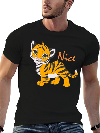 Cute Tiger Cub Nice Graphic Black T-Shirt