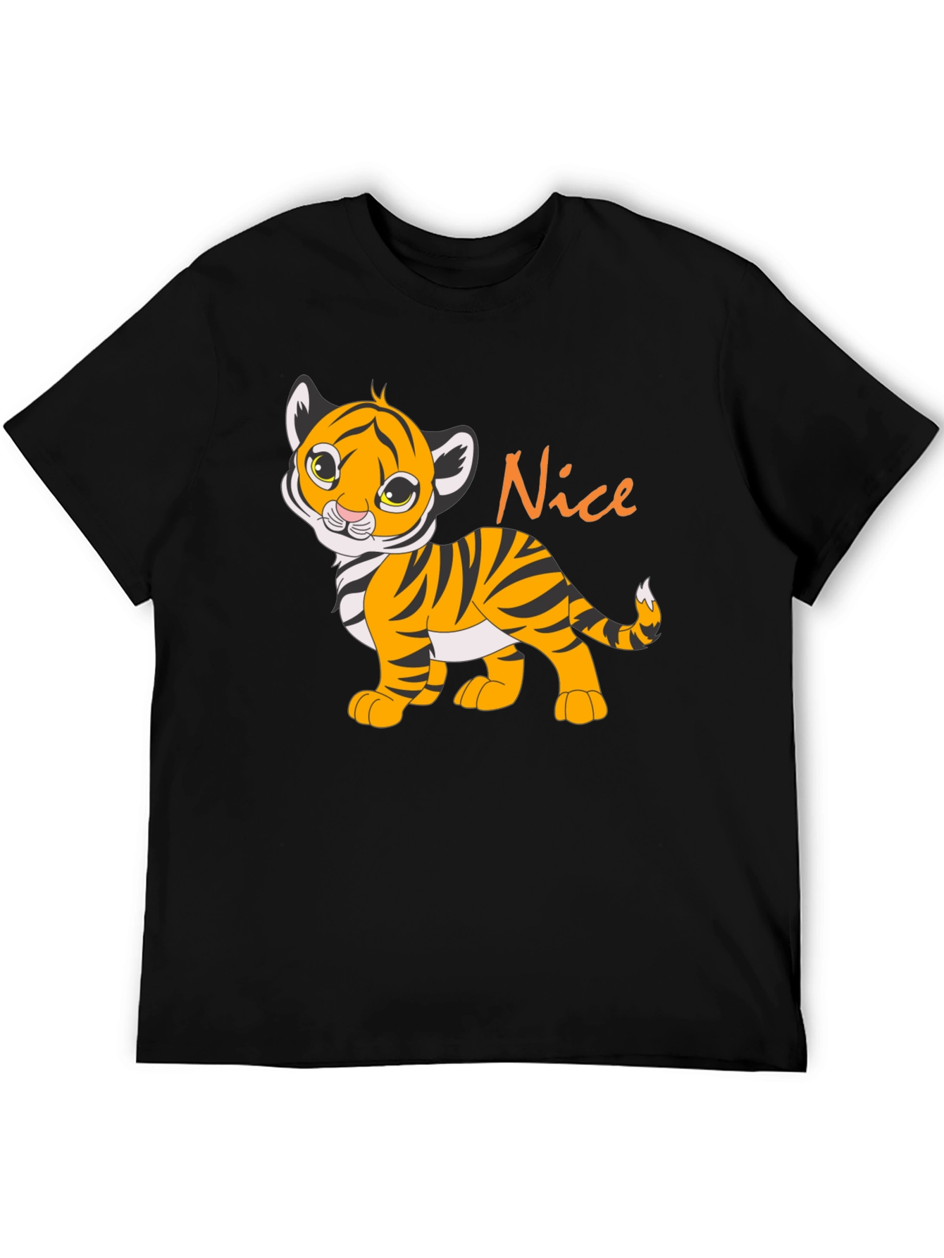 Cute Tiger Cub Nice Graphic Black T-Shirt