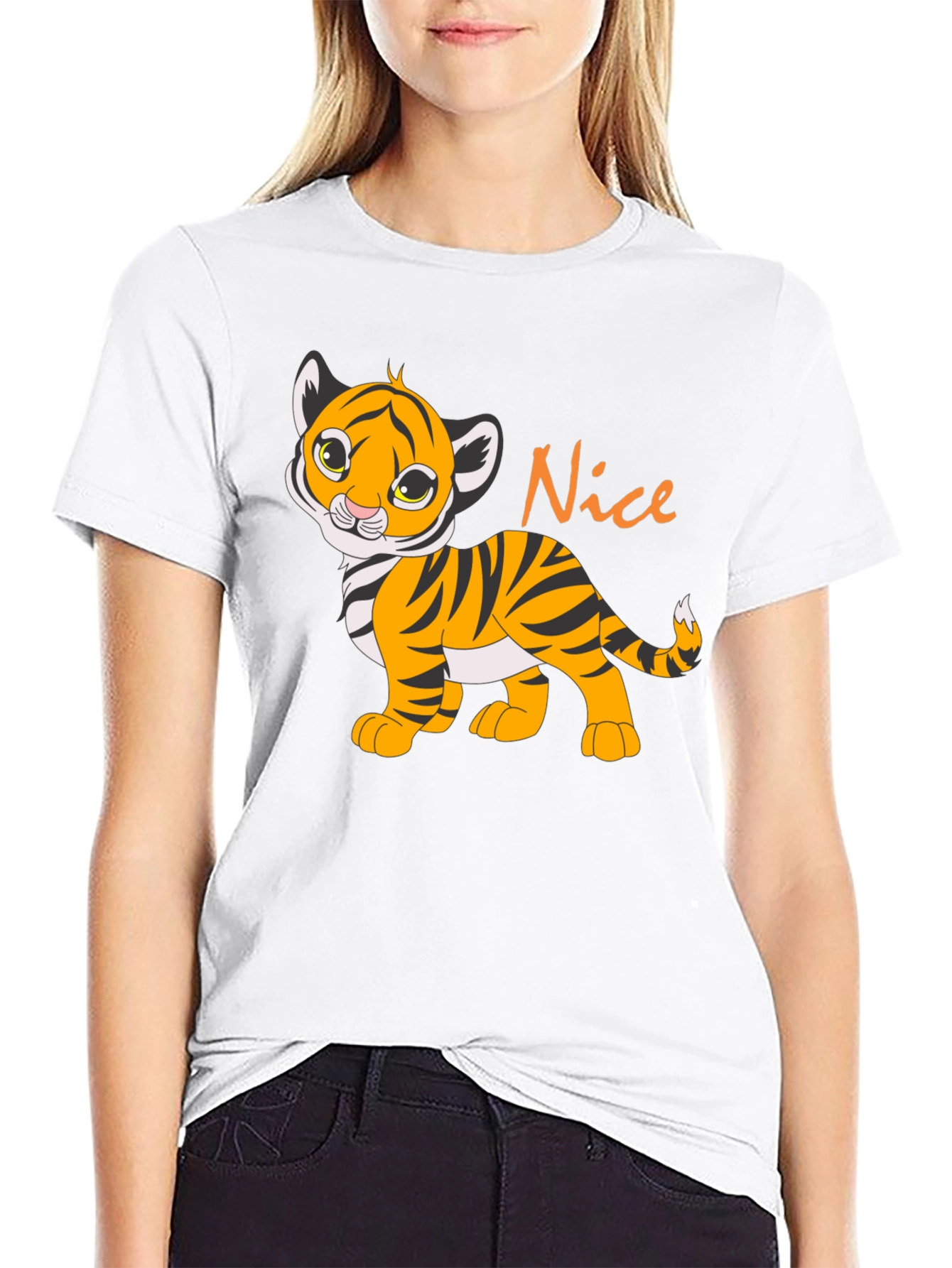 Cute Tiger Cub Nice Graphic Black T-Shirt
