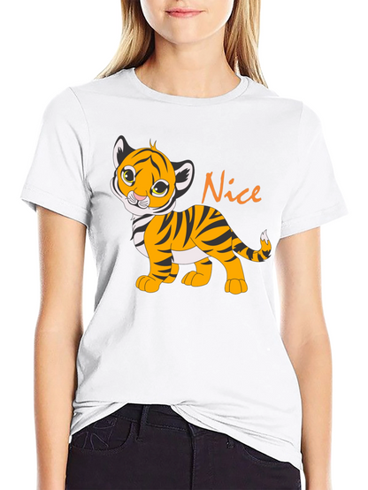 Cute Tiger Cub Nice Graphic Black T-Shirt