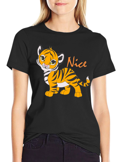 Cute Tiger Cub Nice Graphic Black T-Shirt