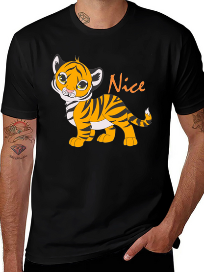 Cute Tiger Cub Nice Graphic Black T-Shirt