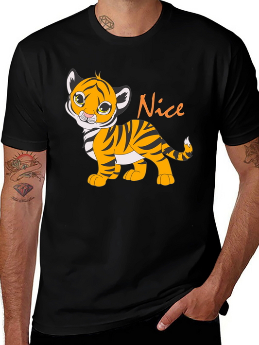 Cute Tiger Cub Nice Graphic Black T-Shirt